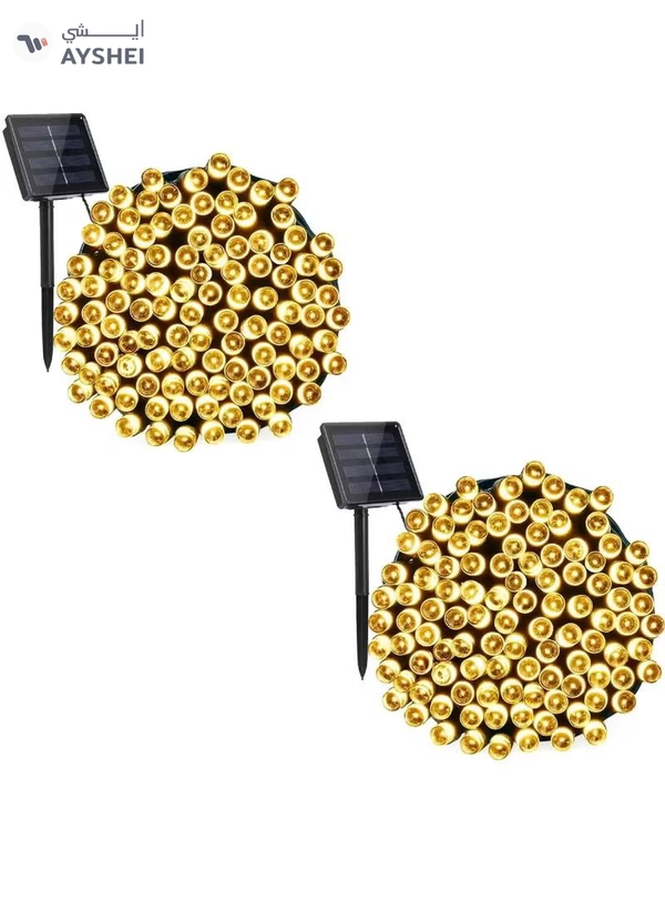 Yuwell 2 Pack Solar Light String LED Decorative Light Solar Powered Fairy Lights 30 Meter 300 LED Multi Modes Solar Outdoor Light String Lights For Home And Outdoor Decoration Warm White Total (60 Meter 600 Led)