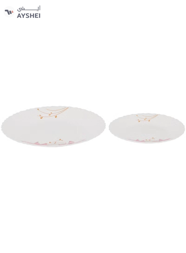 Delcasa DC3303 Botanical Bliss Opalware Dinner Set 12-Pieces, White/pink