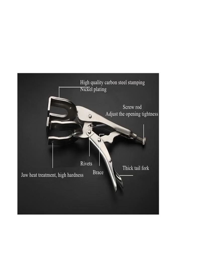 ABBASALI Carbon Steel Welding Clamp U Type Pipe Wrench Adjustable Grip Vise Locking Jaw Pliers Wood Locator Clips Electrical Repair Tool-2