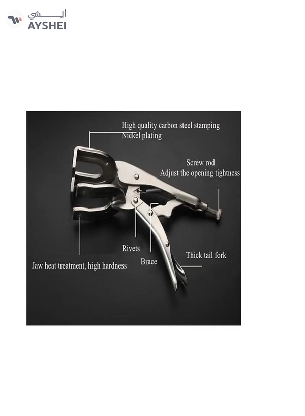 ABBASALI Carbon Steel Welding Clamp U Type Pipe Wrench Adjustable Grip Vise Locking Jaw Pliers Wood Locator Clips Electrical Repair Tool