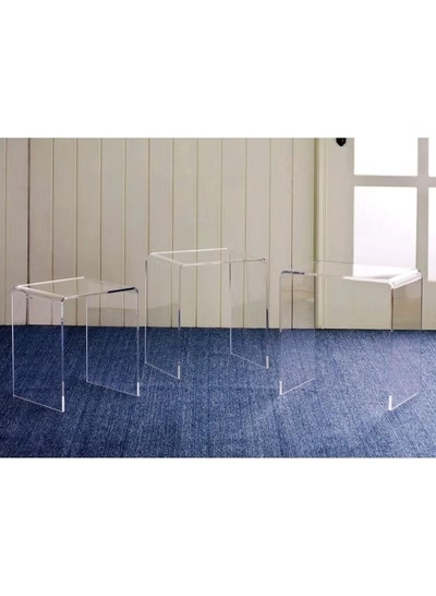 Eworld Set of 3 Acrylic Perspex Side Tables, Sleek Living Room and Bedside Furniture -2