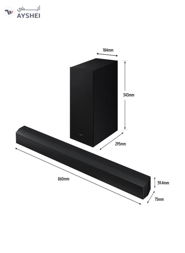 Samsung Soundbar, B-Series, 3.1ch, 2024, Dolby Audio, Built-in Center Speaker, Subwoofer with Bass Boost, Adaptive Sound, Model 2024, 2 Year Warranty - HW-B650D Black