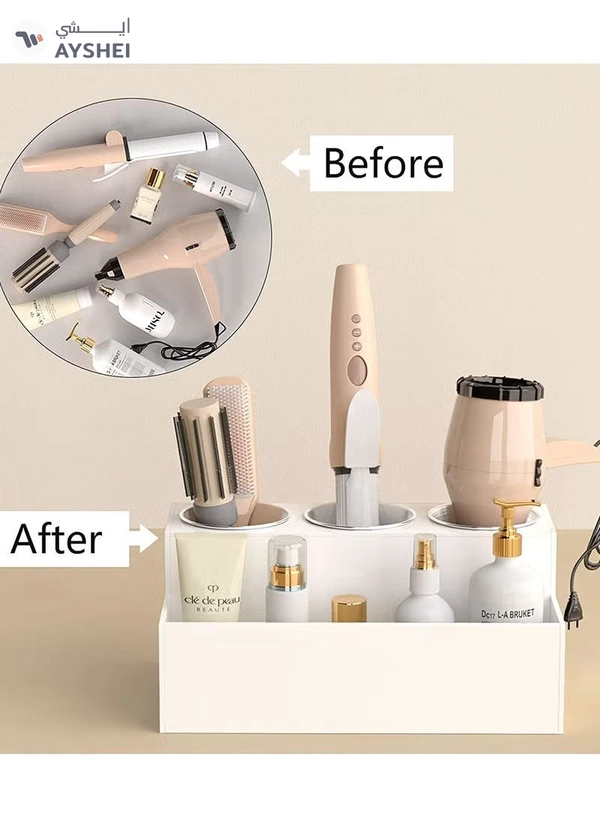 Eworld White Acrylic Bathroom Countertop Hair Tools Organizer