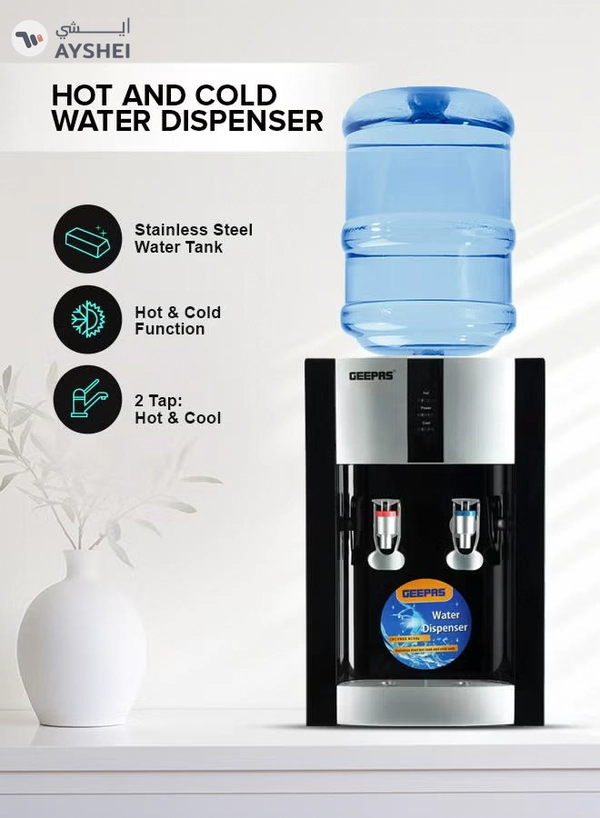 GEEPAS Hot And Cold Table Water Dispenser GWD8356 Black/White/Red