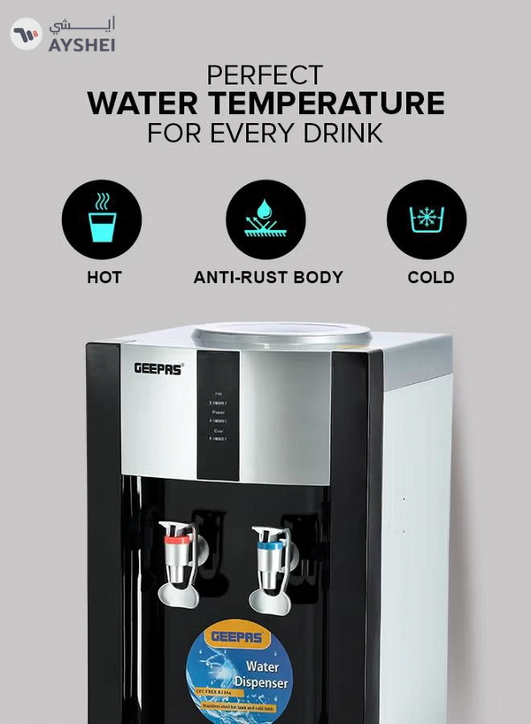 GEEPAS Hot And Cold Table Water Dispenser GWD8356 Black/White/Red