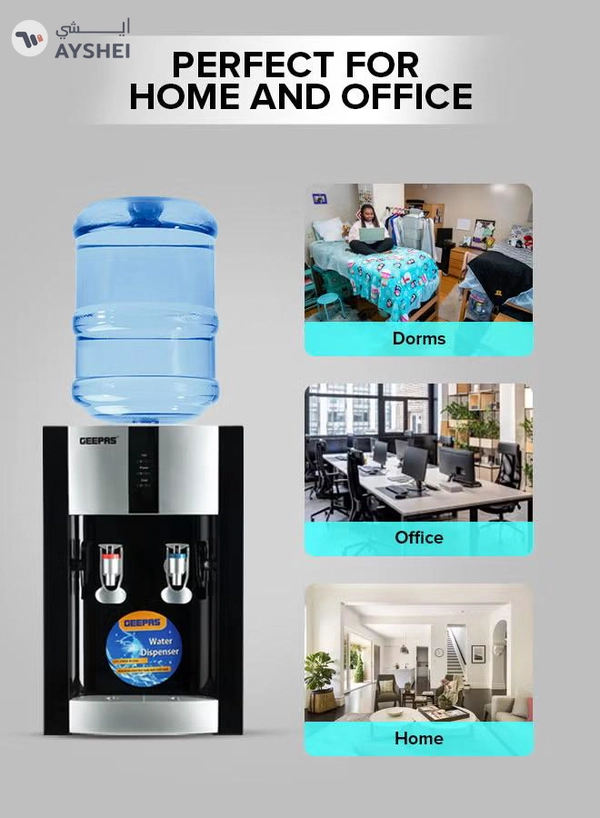 GEEPAS Hot And Cold Table Water Dispenser GWD8356 Black/White/Red
