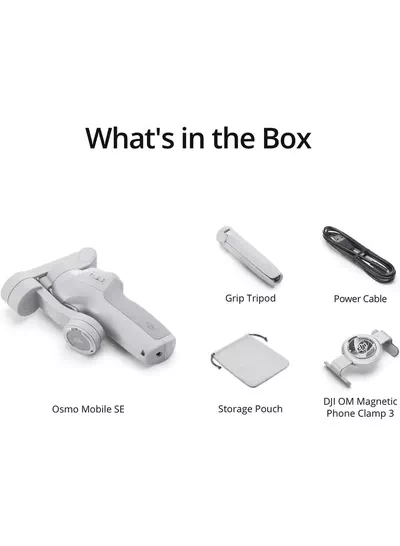 dji OSMO Mobile SE Intelligent Gimbal, 3-Axis Phone Gimbal, Android And iPhone Gimbal, Vlogging Stabilizer YouTube And TikTok Videos, UAE Version With Official Warranty Support Grey-1