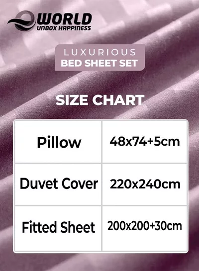 Eworld 4-Piece Luxury King Size Pink Striped Bedding Set Includes 1 Duvet Cover (220x240cm), 1 Fitted Bed Sheet (200x200+30cm), and 2 Pillow Cases (48x74+5cm) for Ultimate Hotel-Inspired Sophistication-1