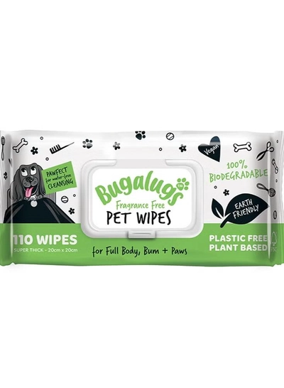BUGALUGS Fragrance Free Biodegradable Pet Wipes Pack Of 110-0