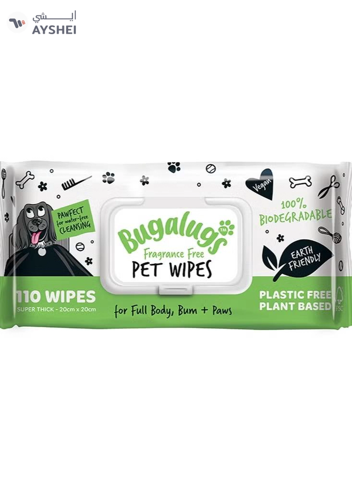 BUGALUGS Fragrance Free Biodegradable Pet Wipes Pack Of 110
