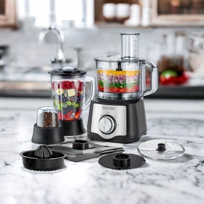 Black+Decker 600 W 29 Function Food Processor with Blender, Mill and Juicer, Black, FX650-7