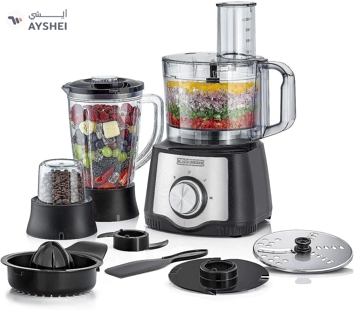Black+Decker 600 W 29 Function Food Processor with Blender, Mill and Juicer, Black, FX650-0-0
