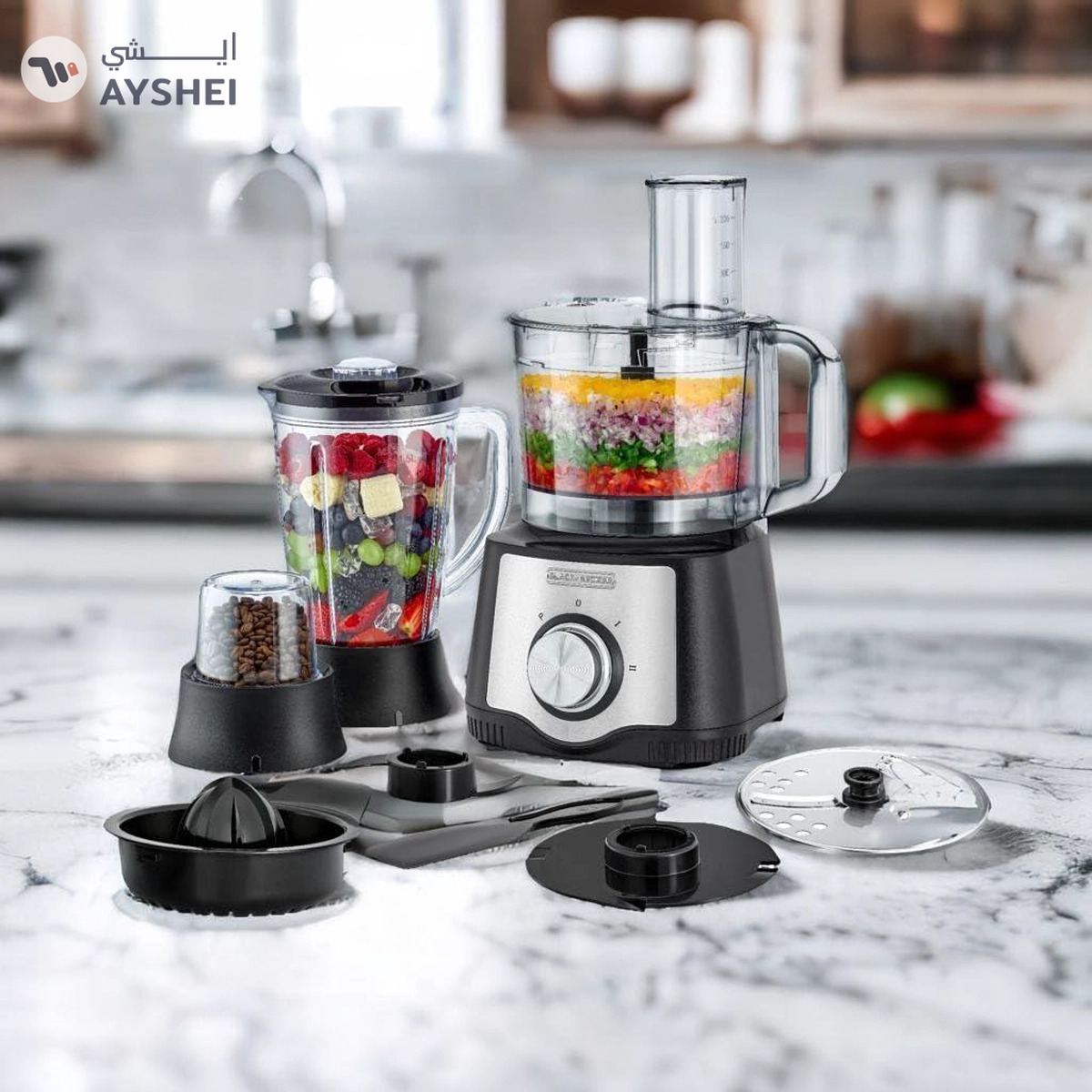 Black+Decker 600 W 29 Function Food Processor with Blender, Mill and Juicer, Black, FX650-7-7