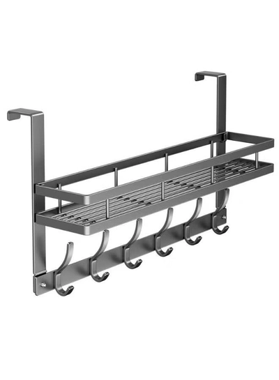 DubaiGallery Over the Door Storage Rack with 6 Hooks and Shelf – Durable Aluminum Organizer for Clothes, Keys, and Handbags-2