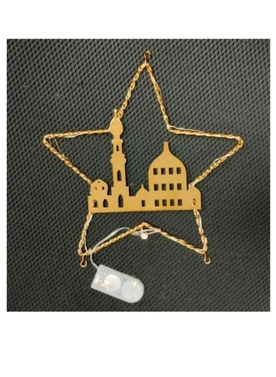 Yuwell Pack Of 6 Pcs Ramadan Decoration Hanging Lights For Indoor And Outdoor Home Decoration Light With Battery Mosque And Star Design-1