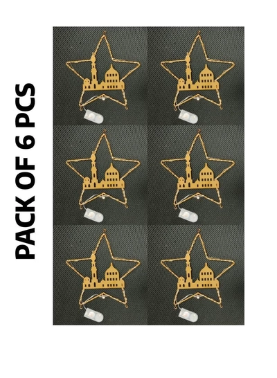 Yuwell Pack Of 6 Pcs Ramadan Decoration Hanging Lights For Indoor And Outdoor Home Decoration Light With Battery Mosque And Star Design-0