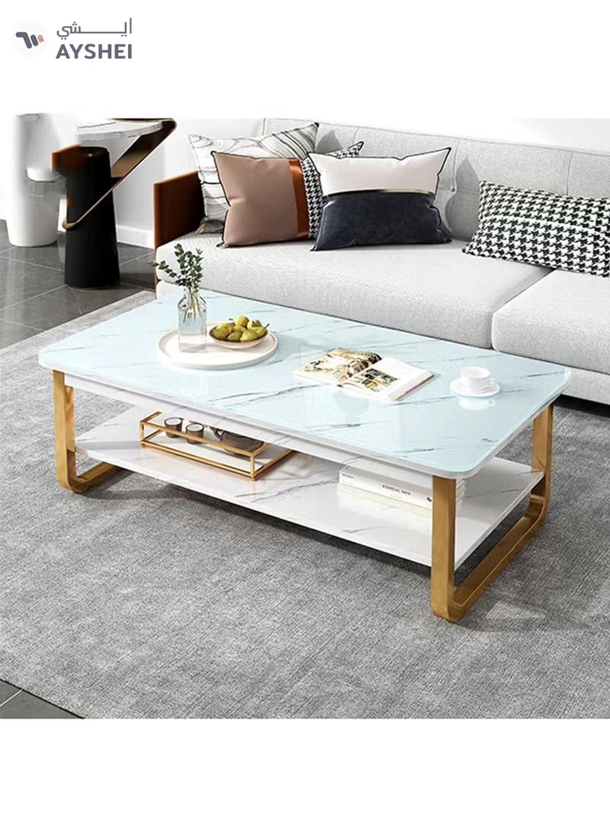 DubaiGallery Home Sofa Table, 100CM Wooden Side Table Large Area Center Coffee Table Apartment Office Reception Room Reception Table Size:100*60*42CM-1-1