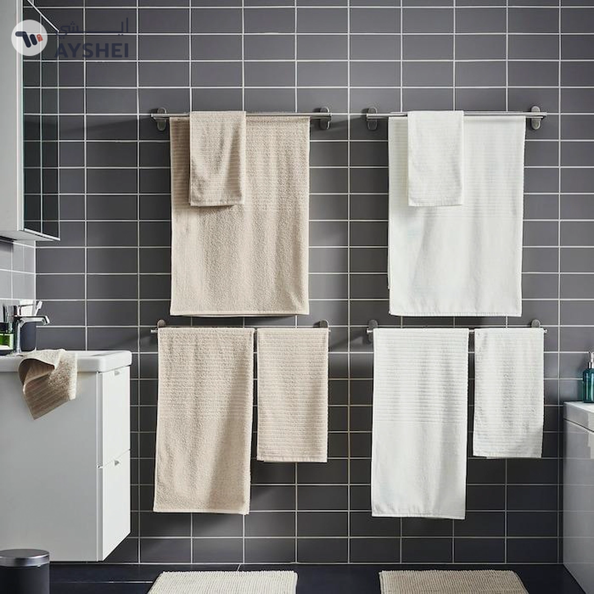 VÅGSJÖN Bath sheet, light beige, 100x150 cm-4-4