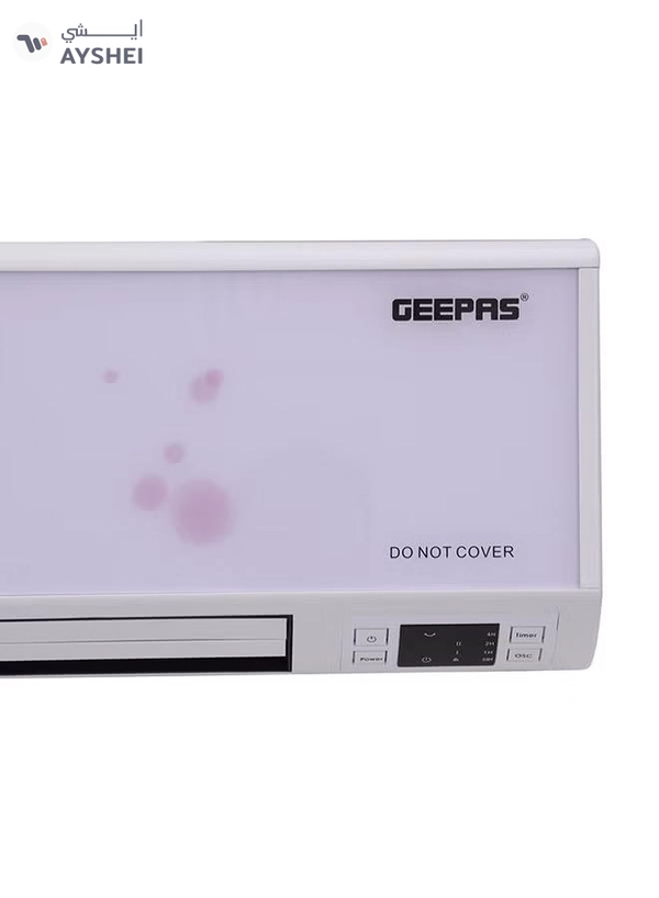 GEEPAS PTC Wall Heater with Remote Control | Upright or Flatbed, Adjustable Thermostat with 2 Heat Settings & Overheat Protection - Lightweight Heater with Cooling Option | 2 Year Warranty GWH9242 White