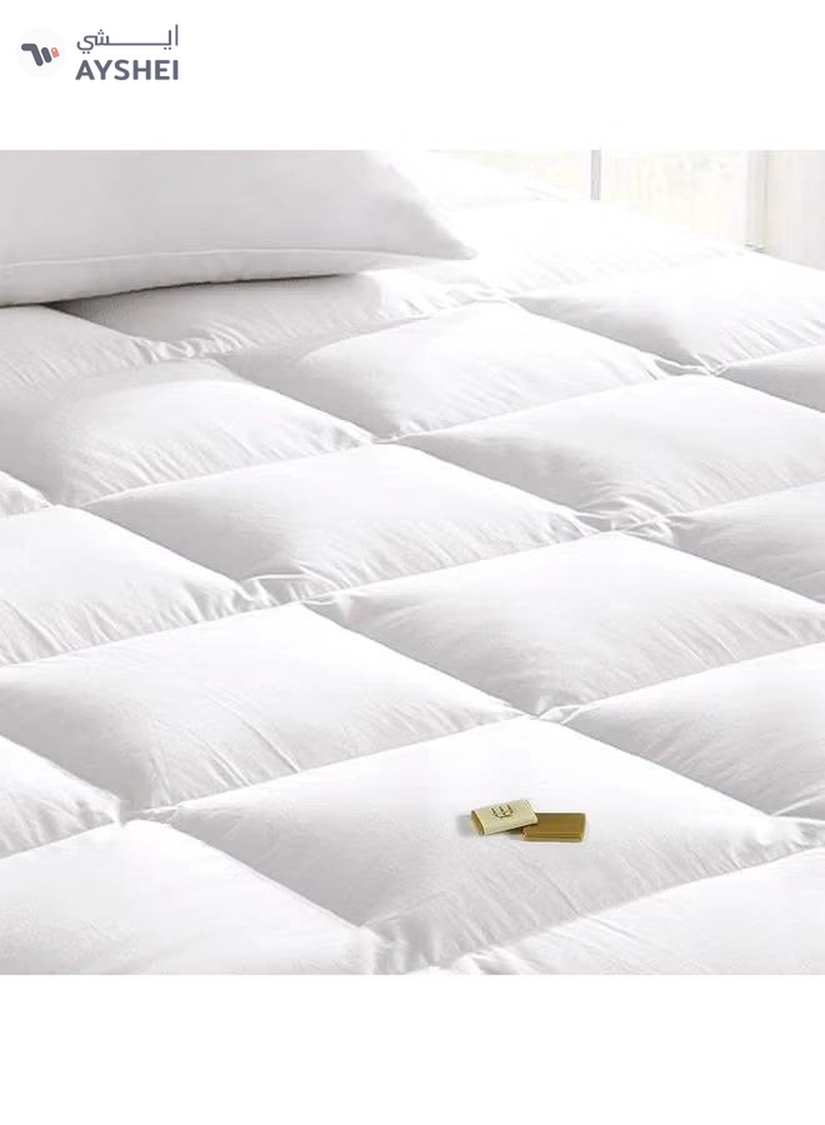 In-House One Layer Super King Size Microfiber Mattress Topper 8 cm With Rubber Frame Microfiber White 200x200cm-2-2