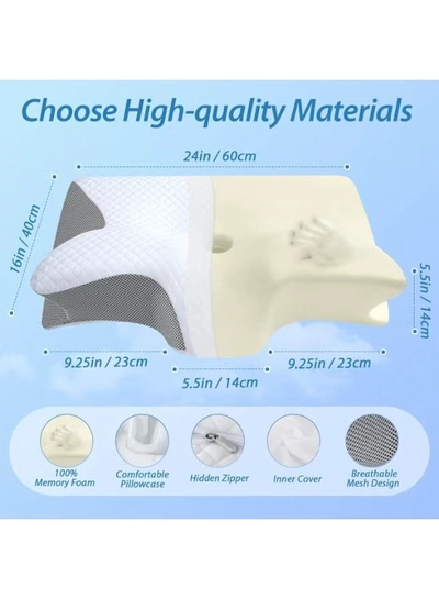 Eworld 2-in-1 Memory Foam Cervical Pillow with Eye Mask, Orthopedic Contour Pillow -1
