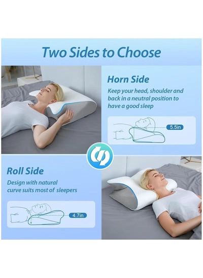 Eworld 2-in-1 Memory Foam Cervical Pillow with Eye Mask, Orthopedic Contour Pillow -3