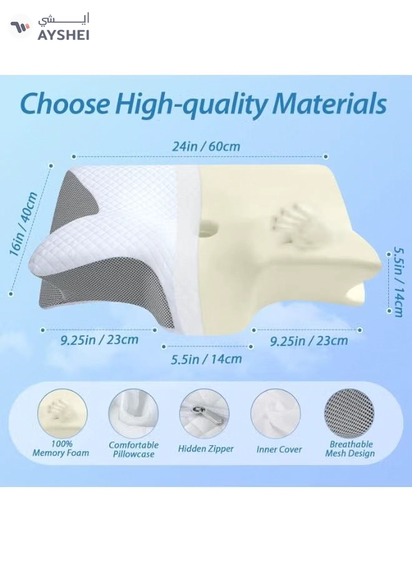 Eworld 2-in-1 Memory Foam Cervical Pillow with Eye Mask, Orthopedic Contour Pillow