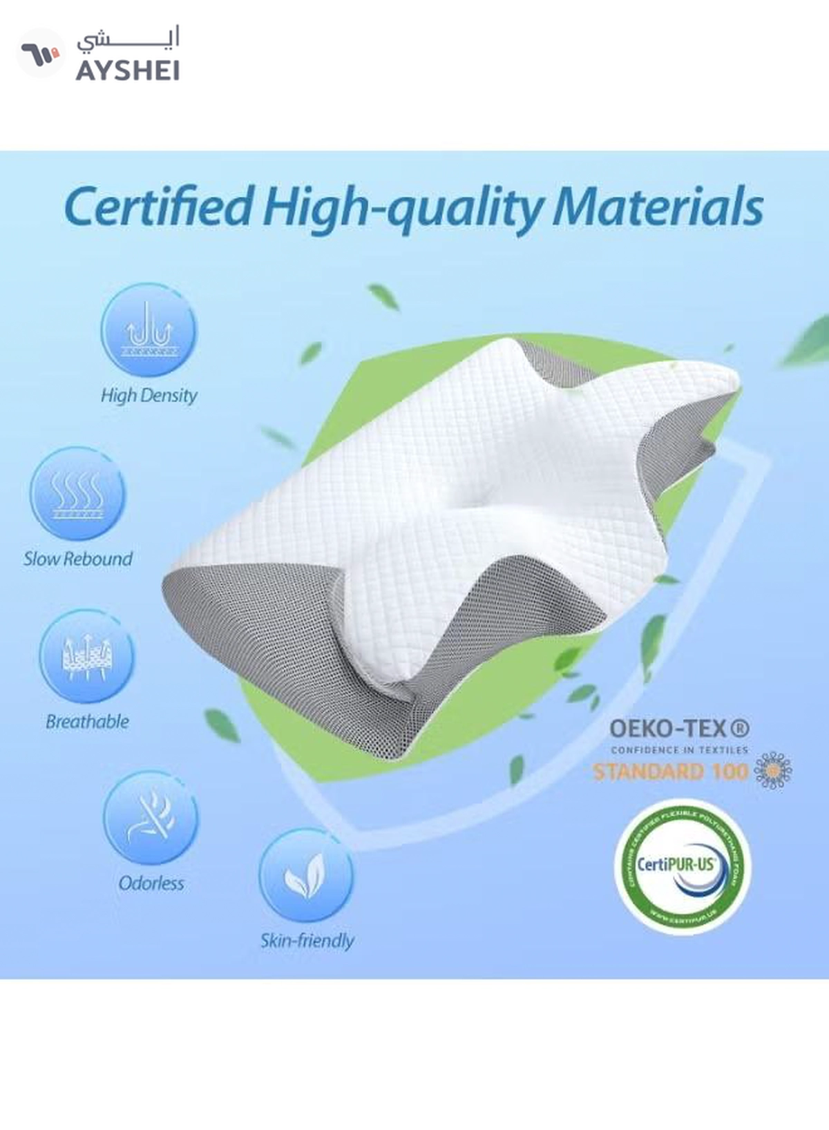 Eworld 2-in-1 Memory Foam Cervical Pillow with Eye Mask, Orthopedic Contour Pillow -4-4