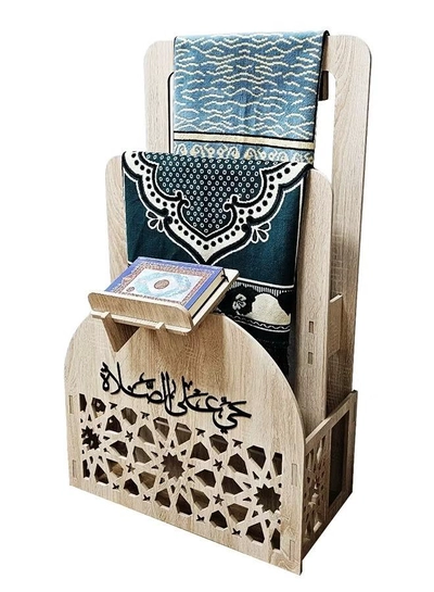 Eworld Elegant Cream Ramadan Prayer Mat and Quran Holder-2