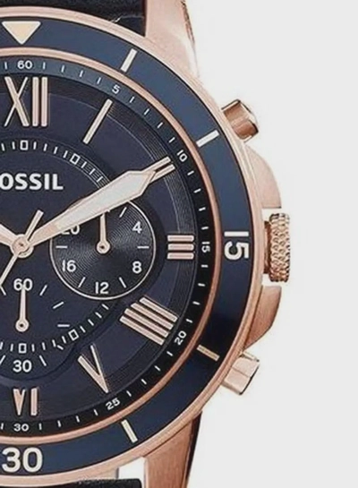 Fossil Men's Water Resistant Leather Analog Quartz Watch FS5237 - 44 mm - Blue-5