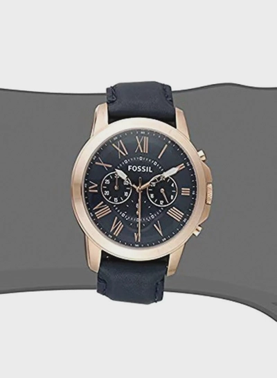 Fossil Men's Water Resistant Leather Analog Quartz Watch FS5237 - 44 mm - Blue-1