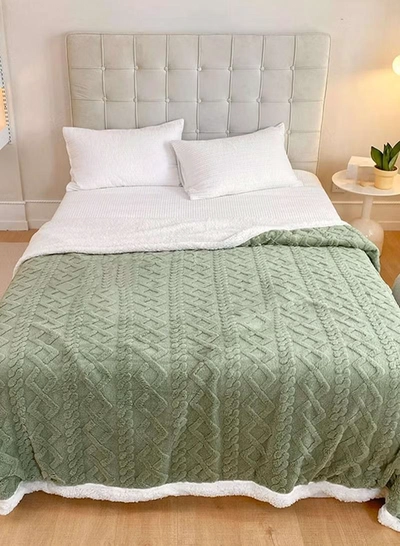 DubaiGallery Home Thick Bed Blanket Double Side Lamb Cashmere Fleece Plaid Blanket Winter Warm Throw Sofa Cover Newborn Wrap Kids Bedspread-2