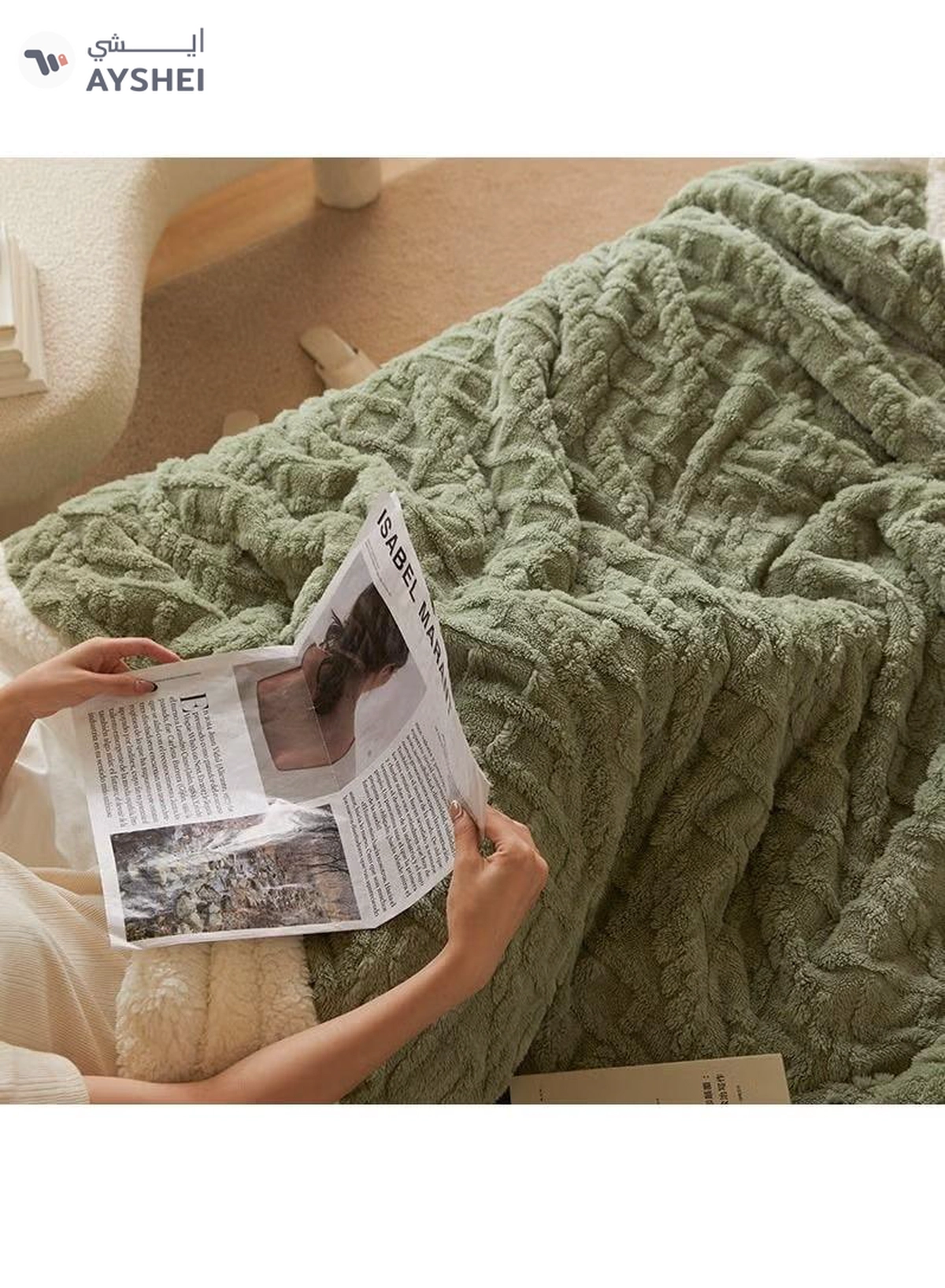 DubaiGallery Home Thick Bed Blanket Double Side Lamb Cashmere Fleece Plaid Blanket Winter Warm Throw Sofa Cover Newborn Wrap Kids Bedspread-3-3