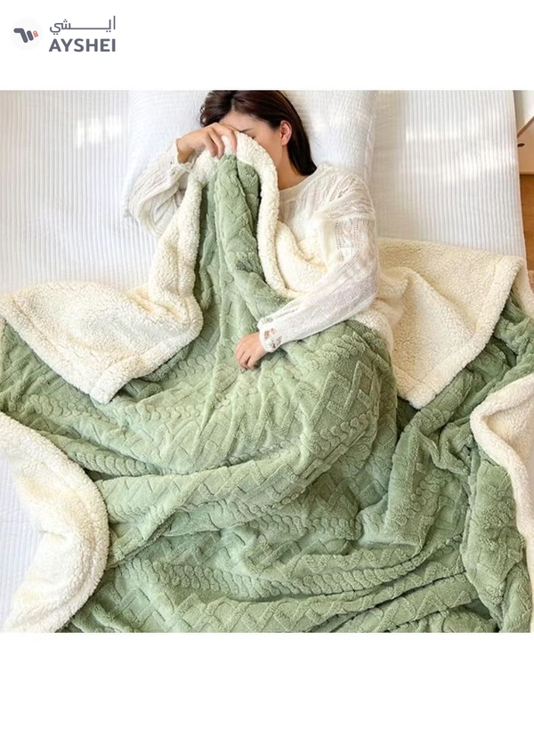 DubaiGallery Home Thick Bed Blanket Double Side Lamb Cashmere Fleece Plaid Blanket Winter Warm Throw Sofa Cover Newborn Wrap Kids Bedspread