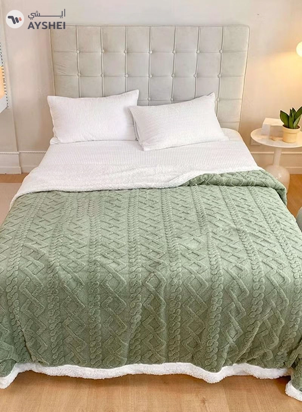 DubaiGallery Home Thick Bed Blanket Double Side Lamb Cashmere Fleece Plaid Blanket Winter Warm Throw Sofa Cover Newborn Wrap Kids Bedspread