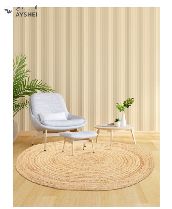 Raymond Artistic Jute Braided Boho Area Rug, Natural Hand Woven Jute Rag Rug