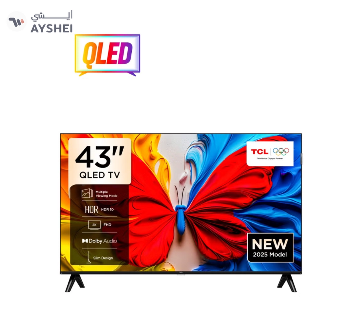 TCL 43 Inch Smart TV QLED HDR 10 Google TV, Dolby Audio, Game Mode, Multiple Eye Care with Slim Design, 60Hz, (2025 Model), 43S5K Black-0-0