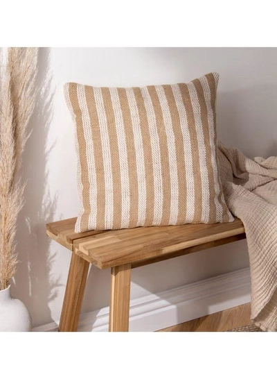 Eworld Set of 4 Cotton Cushions, 400 Thread Count Decorative Striped Farmhouse Lines Cushion-2