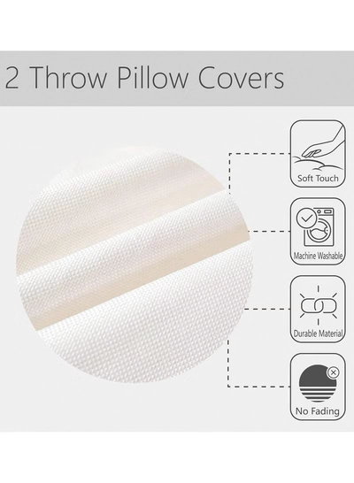 Eworld Set of 4 Cotton Cushions, 400 Thread Count Decorative Striped Farmhouse Lines Cushion-3