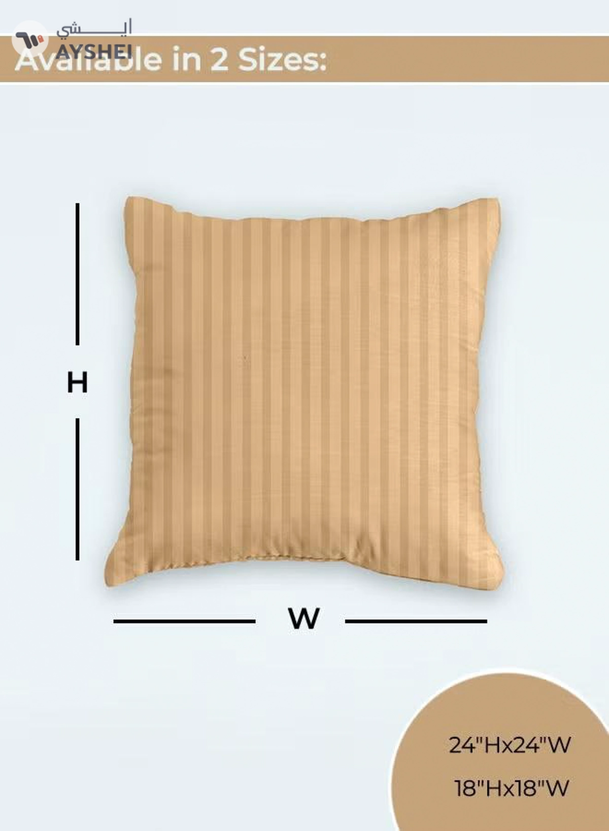 Eworld Set of 4 Cotton Cushions, 400 Thread Count Decorative Striped Farmhouse Lines Cushion-1-1