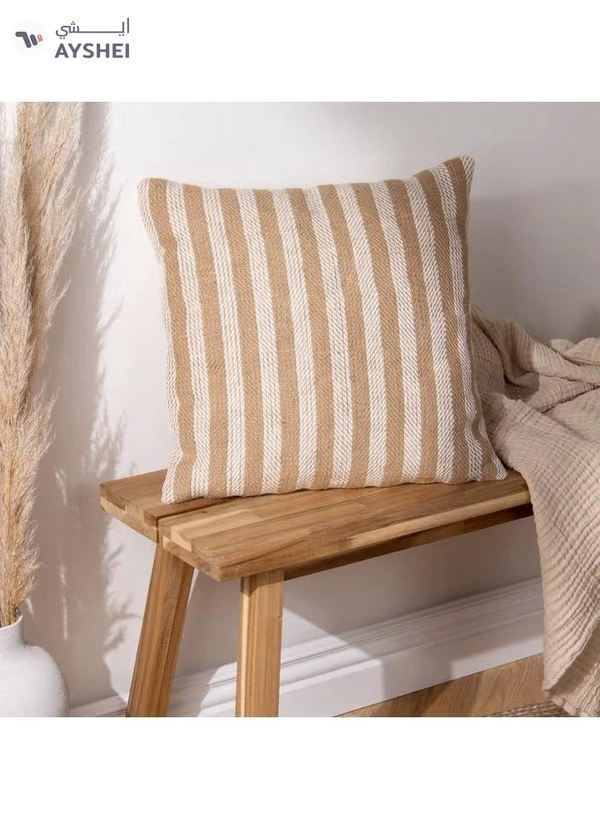 Eworld Set of 4 Cotton Cushions, 400 Thread Count Decorative Striped Farmhouse Lines Cushion