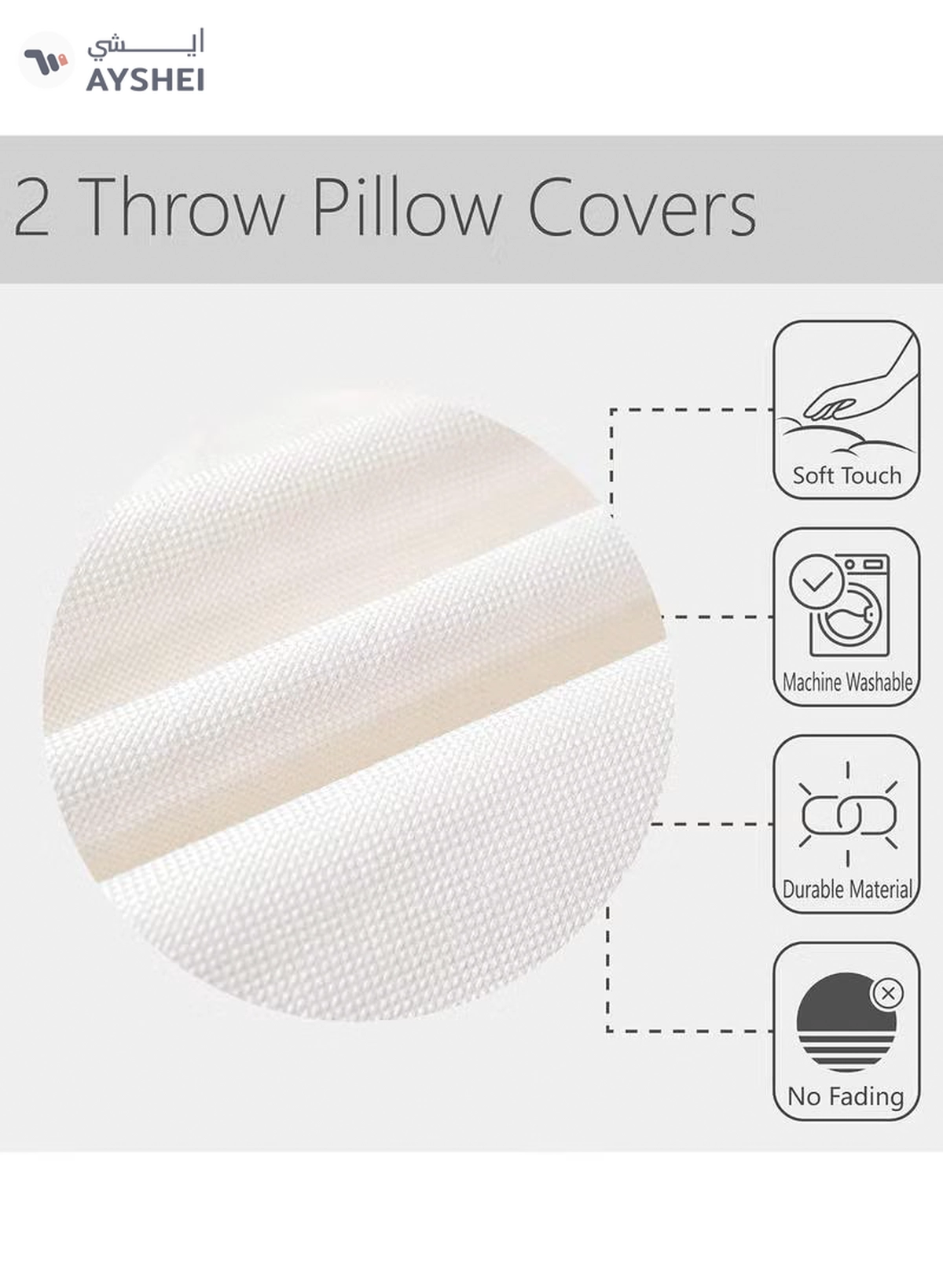 Eworld Set of 4 Cotton Cushions, 400 Thread Count Decorative Striped Farmhouse Lines Cushion-3-3