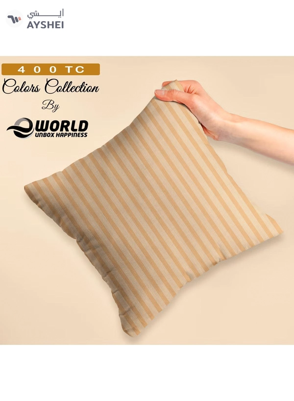 Eworld Set of 4 Cotton Cushions, 400 Thread Count Decorative Striped Farmhouse Lines Cushion