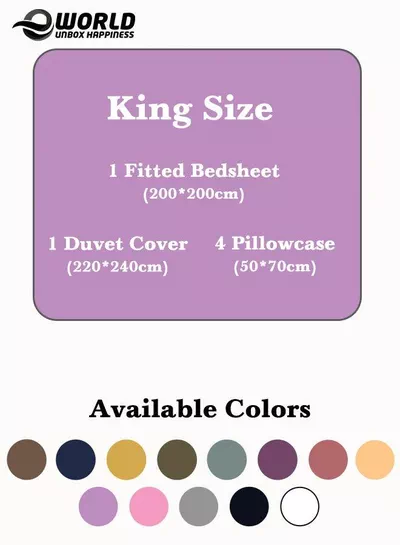 Premium Striped Duvet Set All Season – 6-Pieces Set Lilac | King Size 220x240 cm | Ultra-Soft, Wrinkle-Resistant & Made in Dubai | Includes Duvet Cover, Fitted Sheet (200x200 cm) & 4 Pillowcases (50x70 cm)-1