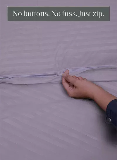 Premium Striped Duvet Set All Season – 6-Pieces Set Lilac | King Size 220x240 cm | Ultra-Soft, Wrinkle-Resistant & Made in Dubai | Includes Duvet Cover, Fitted Sheet (200x200 cm) & 4 Pillowcases (50x70 cm)-4