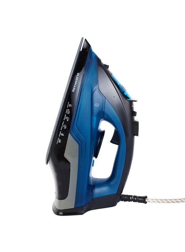 Olsenmark Steam Iron, Ceramic Soleplate, Compact and Handy Design with Powerful Burst Steam, Suitable for All Kinds of Fabric 400 ml 2200 W OMSI1681N Blue
