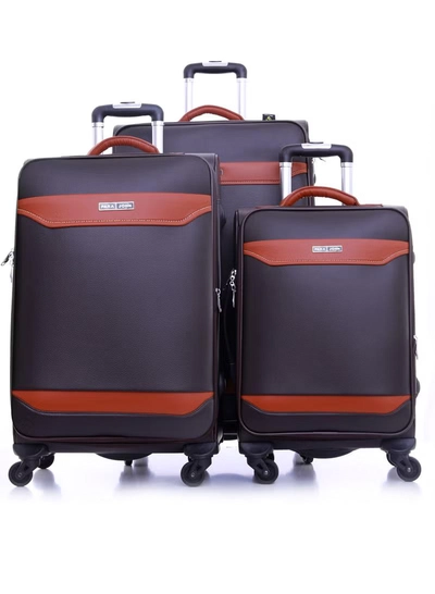 PARAJOHN PU Leather Material Extra Durable Rugged Built 3-Piece Hardsided Luggage Set | 4-Wheel Spinner Trolley | Small (10kg), Medium (20kg), Large (30kg) - Dark Brown-0
