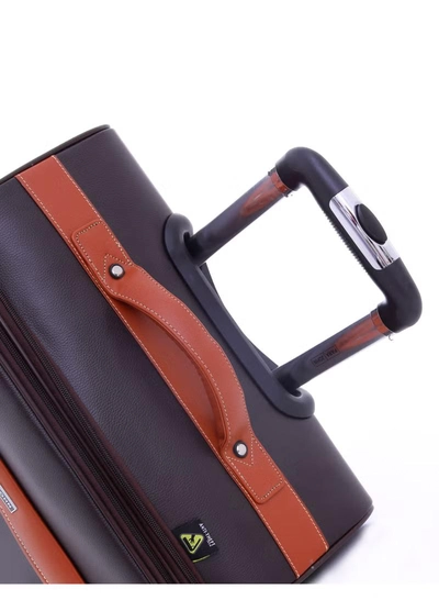PARAJOHN PU Leather Material Extra Durable Rugged Built 3-Piece Hardsided Luggage Set | 4-Wheel Spinner Trolley | Small (10kg), Medium (20kg), Large (30kg) - Dark Brown-2