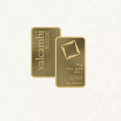 Valcambi Suisse 10g 24K (999.9) Pure Minted Gold Bar - Variable Design-1