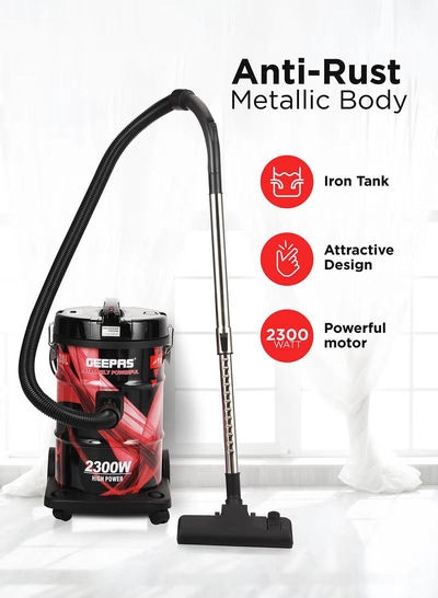 GEEPAS Drum Vacuum Cleaner With 25 L Dust Bag Capacity/Dry And Blow Function/Adjustable Suction Power And Multi-Filtration System/Dust Full Indicator & Perfect For Home, Apartments, Offices & Malls 2300 W GVC2598N Grey/Black-4